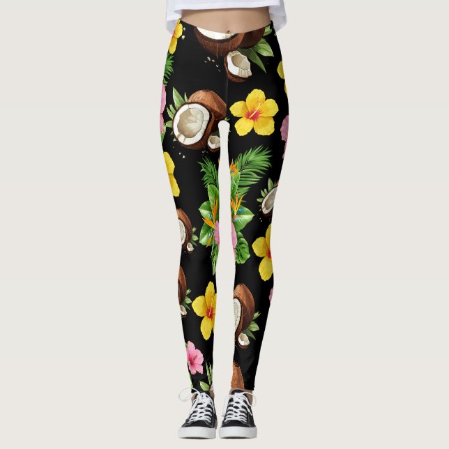 Leggings Floral noir (Devant)