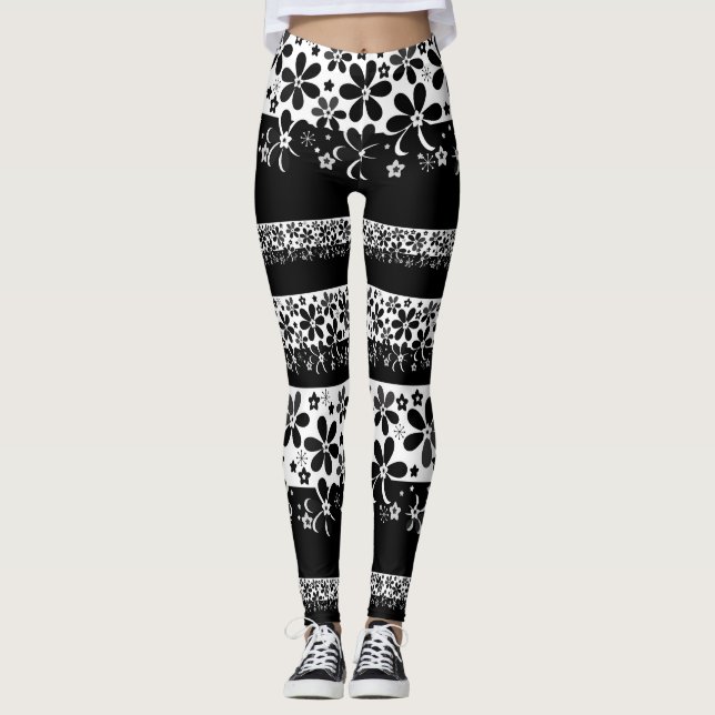 Leggings Floral noir et blanc (Devant)