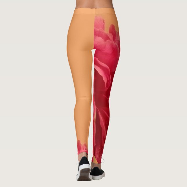Leggings Floral orange melon et rose chaud (Dos)