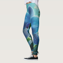 Leggings Floral orchidée bleue