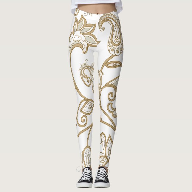 Leggings Floral Oriental : Ethnique Carrelée. (Devant)