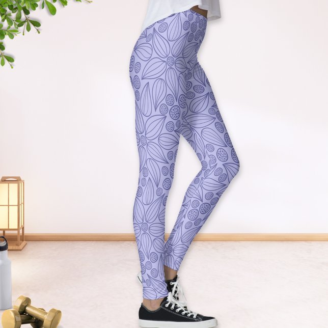 Leggings Floral Périwinkle bleu pourpre (Créateur téléchargé)