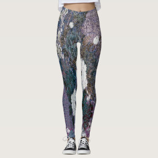Leggings Floral pourpre tissé