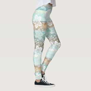 Leggings Floral Rétro Sur Funky Chic Cool Stripes Motif