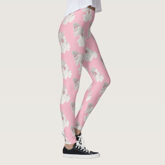 Leggings Floral rose blanc et rose (Droite)