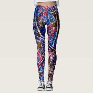 Leggings Floral rose bleu pourpre #5