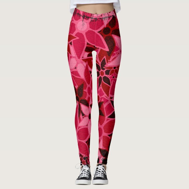 Leggings Floral rose chaud (Devant)