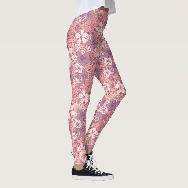 Leggings Floral rose et violet pastel (Droite)