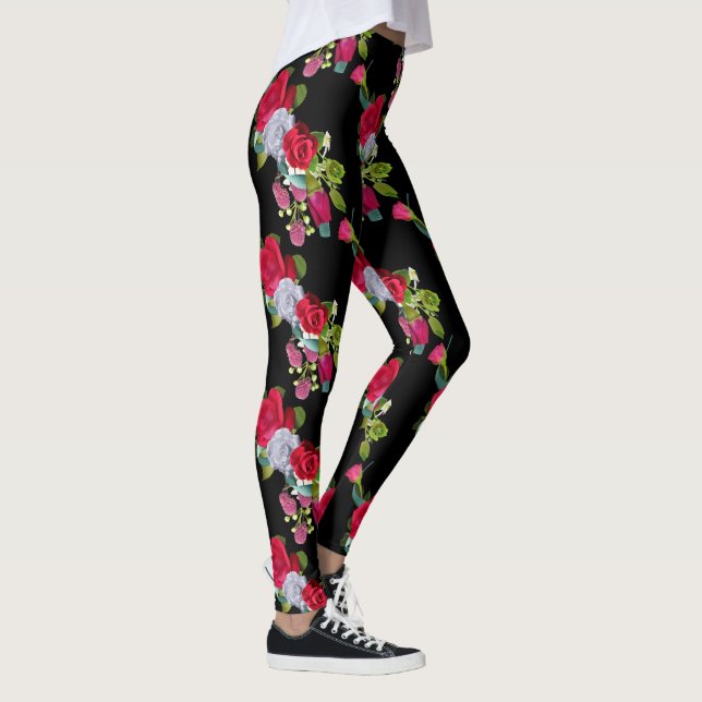 Leggings Floral rose rouge (Droite)