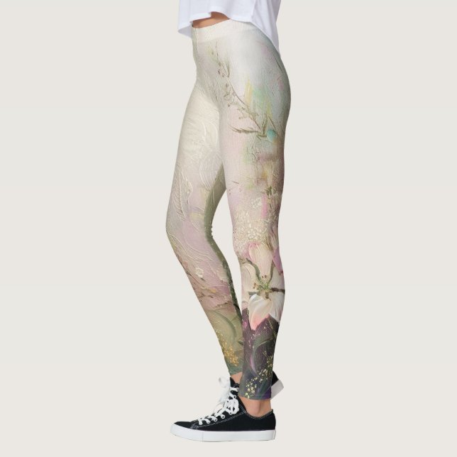 Leggings Floral rose tropical blanc (Gauche)