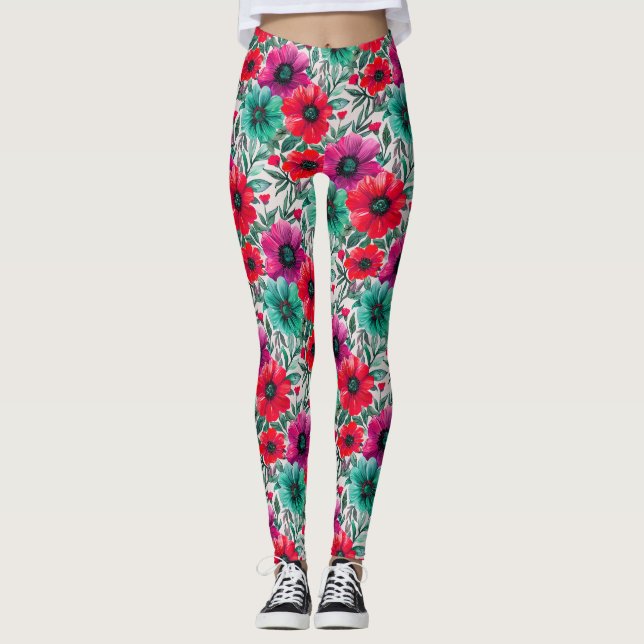 Leggings Floral rustique mode rétro motif (Devant)