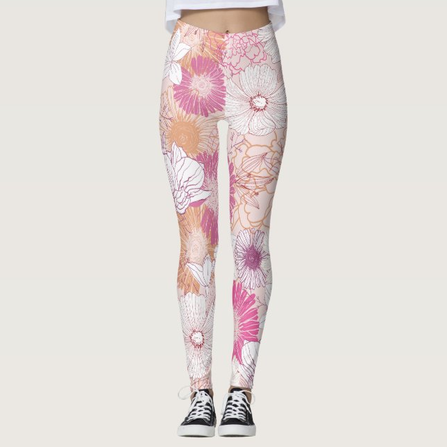 Leggings Floral Sans Couture  (Devant)