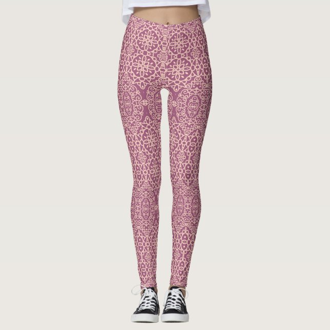 Leggings Floral Seamless : Beau Arrière - plan Motif (Devant)