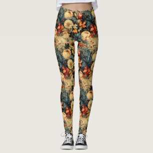 Leggings Floral Thanksgiving Motif Vintage (12)