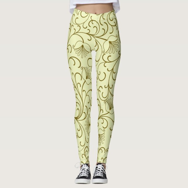 Leggings Floral Vintage : Belle illustration de fond (Devant)