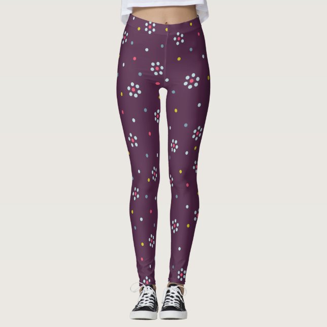 Leggings Floral violet Abstrait piqué Joli Fleurs (Devant)