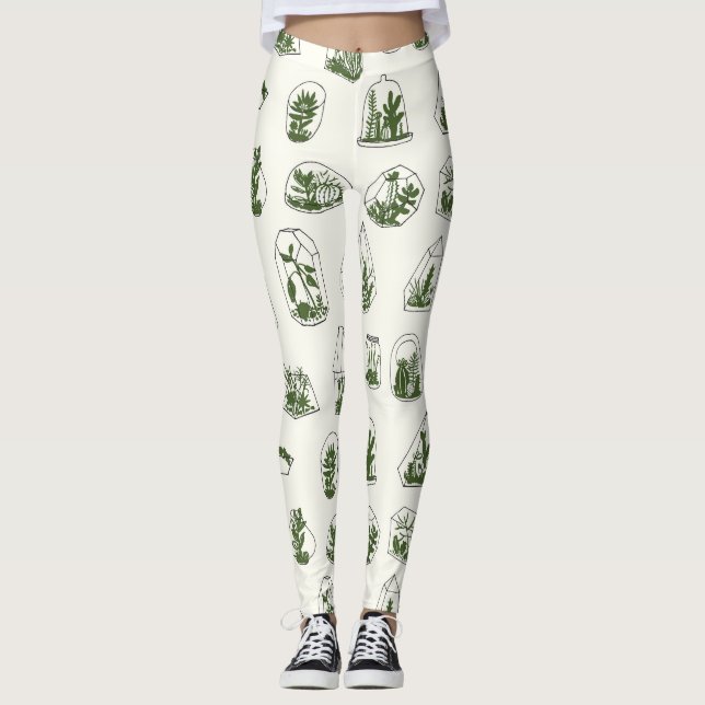 Leggings Florarium Succulent : Conception géométrique Vinta (Devant)