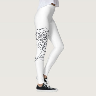 Leggings Floraux à Rose en Une Ligne Minimaliste