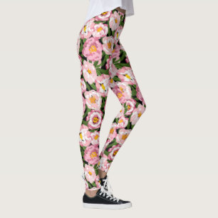 leggings floraux aux pivoines vintage
