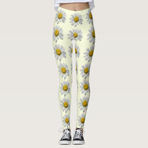 Leggings floraux blancs et jaunes de fleur marguer