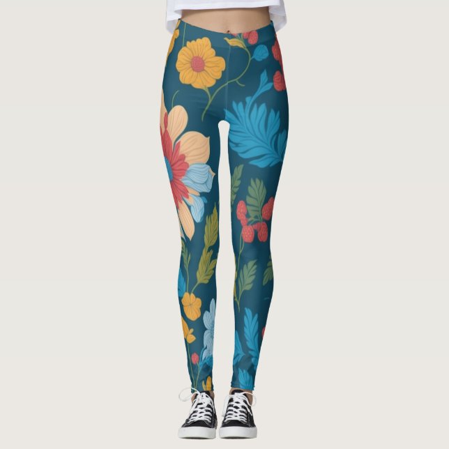 Leggings floraux bleus (Devant)