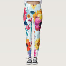 Leggings Floraux Botaniques Aquarelles Colorés