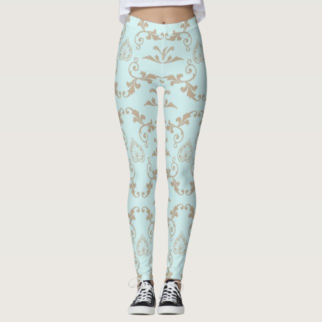 Leggings floraux d'or luxueux (Devant)