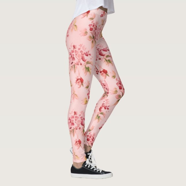 Leggings Floraux Fleurs Petits Bouquets Roses Art  (Droite)