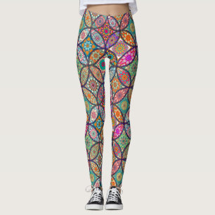 Leggings floraux/mandala décoratifs