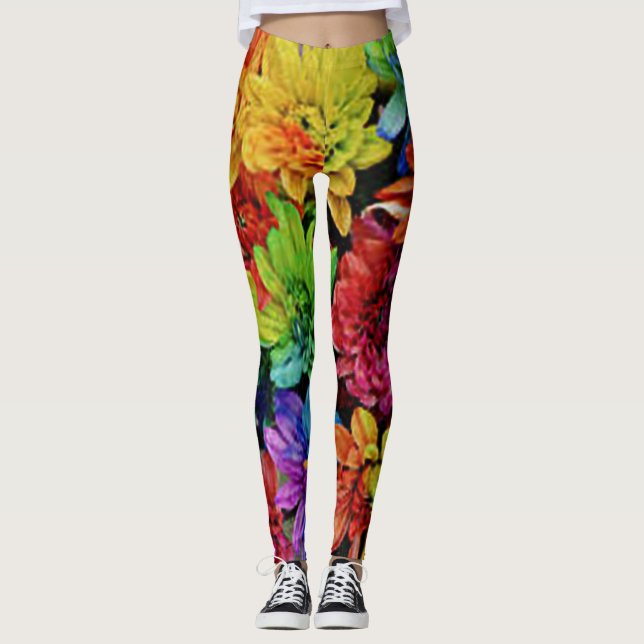 Leggings floraux multicolores vibrants (Devant)