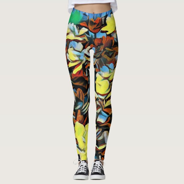 Leggings floraux multicolores vibrants (Devant)