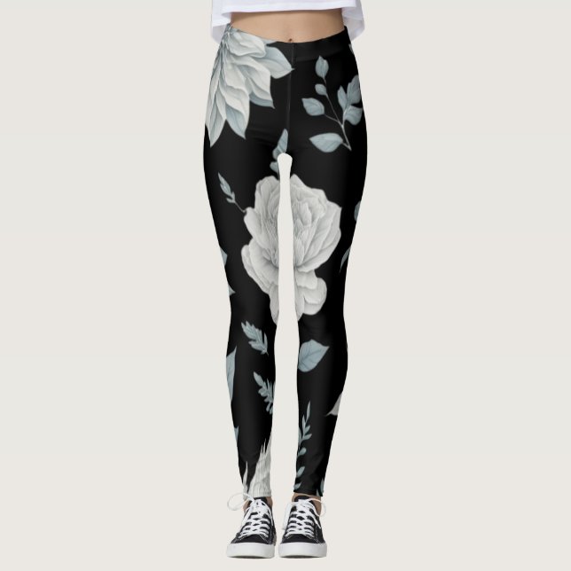 Leggings floraux noirs (Devant)