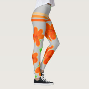 Leggings floraux orange