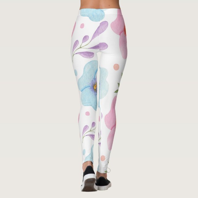 Leggings floraux roses - Pantalon de yoga hipster  (Dos)