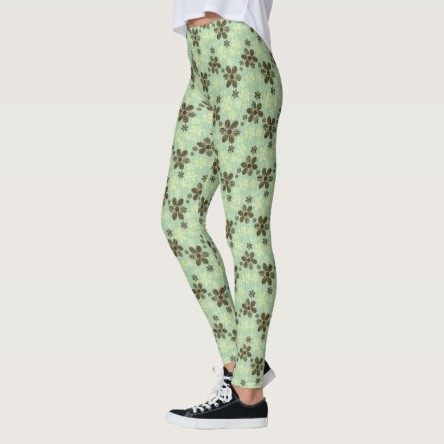 Leggings floraux verts tropicaux (Gauche)