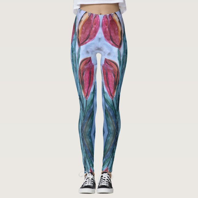Leggings Flore de la Tulipe rouge (Devant)