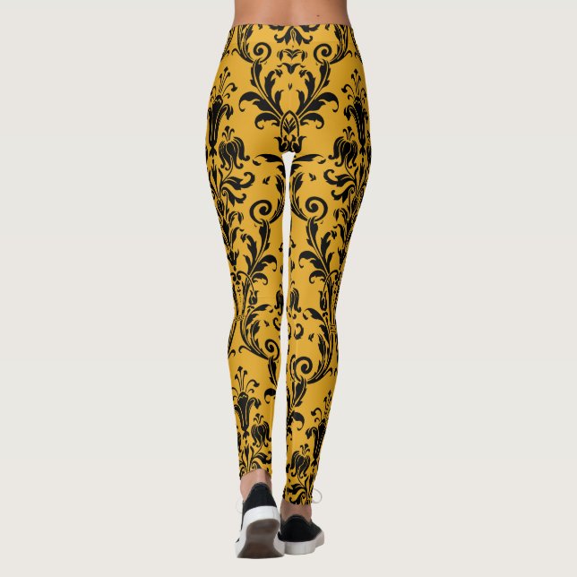 Leggings Flore de l'or et du noir de Damas (Dos)