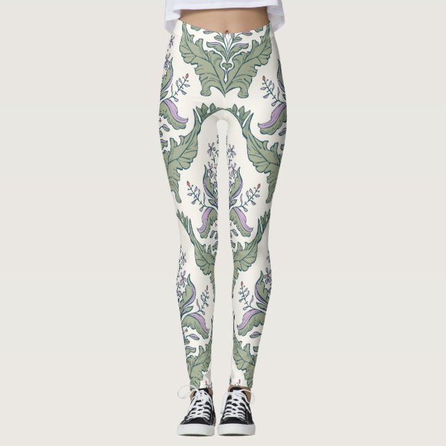 Leggings Flore d'oiseaux : Motif sans charme (Devant)