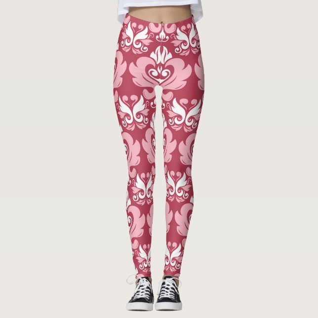Leggings Flore rouge : Beige pâle sans joint (Devant)