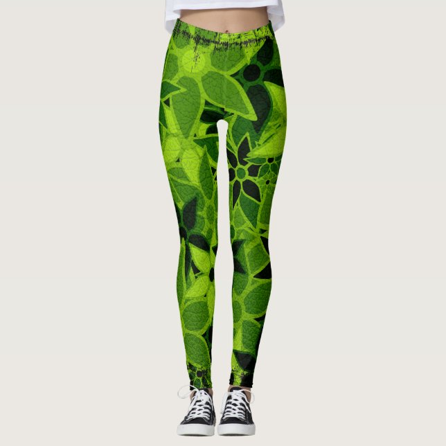 Leggings Flore verte (Devant)