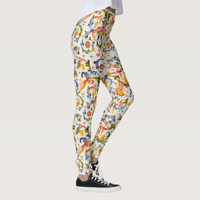 LEGGINGS FLORENTINE RENAISSANCE JAUNE FLORALE, FLEURS (Droite)