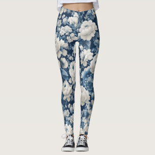 Leggings flower blue white