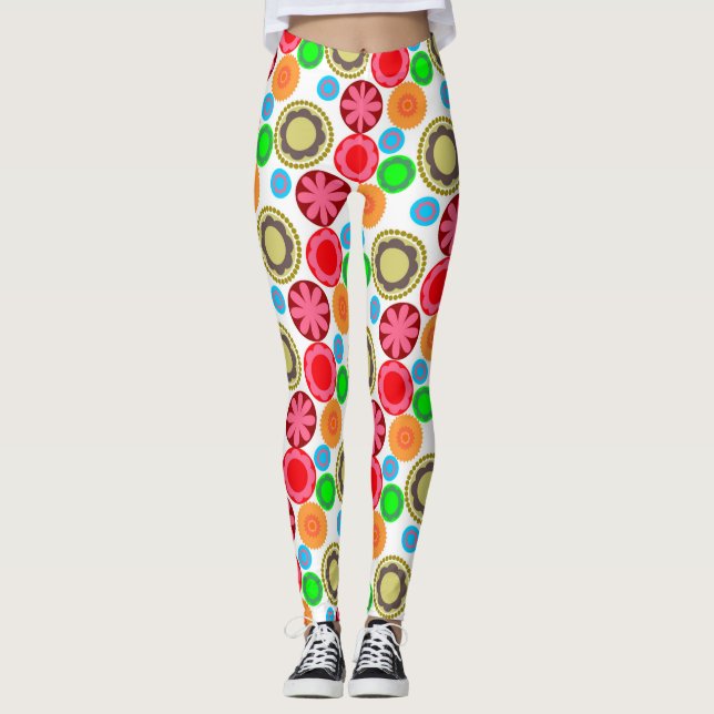 Leggings Flower Power en rangées 002 (Devant)
