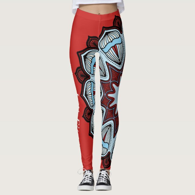 Leggings Flower power rouge (Devant)
