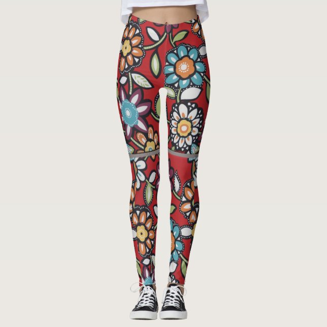 Leggings flower power super hippie coloré (Devant)
