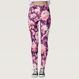 Leggings flower violet dark