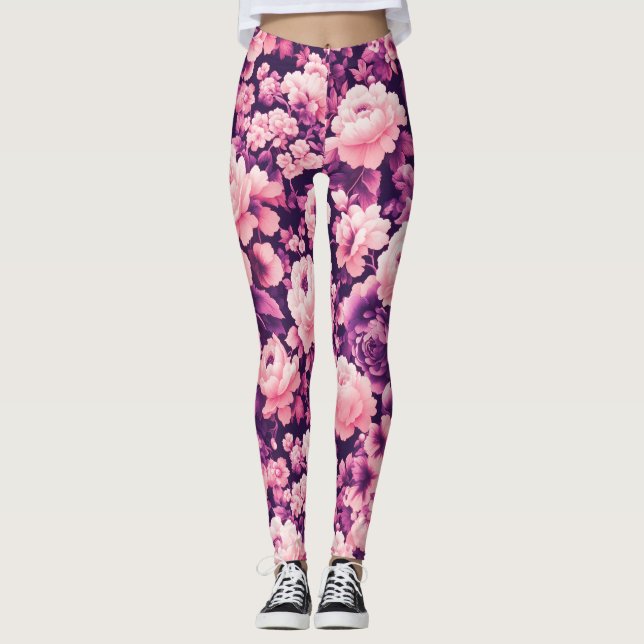 Leggings flower violet dark (Devant)