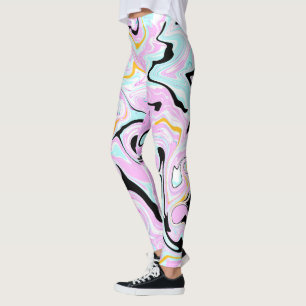 Leggings Fluid Art Cotton Bonbon rose, Turquoise, noir et o