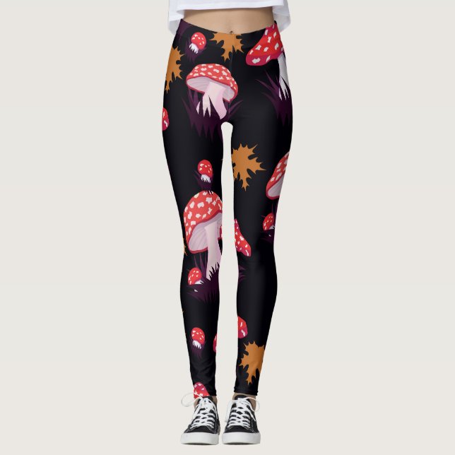 Leggings Flûte agarique, imprimé feuille d'érable (Devant)