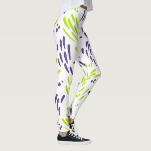 Leggings Flux de chaux vert et pourpre